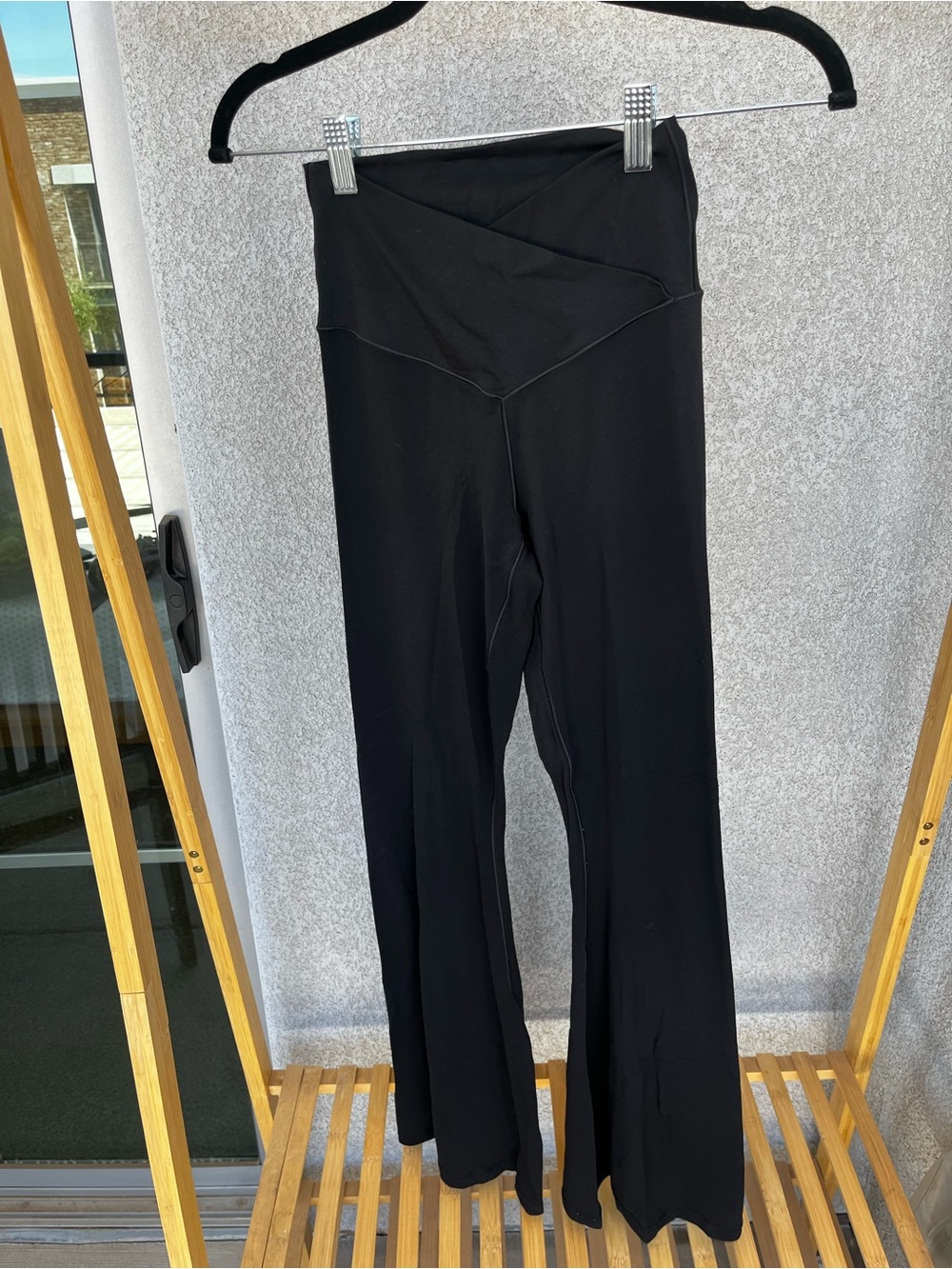 aerie Black High-Waist Flare Leggings with Crossover Waistband